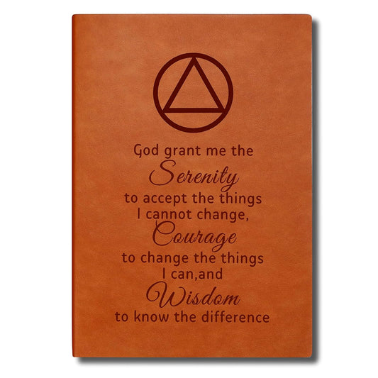 AA & NA Sobriety Leather Notebook Addiction Recovery Gift for Friends Women Men Birthday Gifts New Beginnings Gifts for Friends (God grant me-AA)