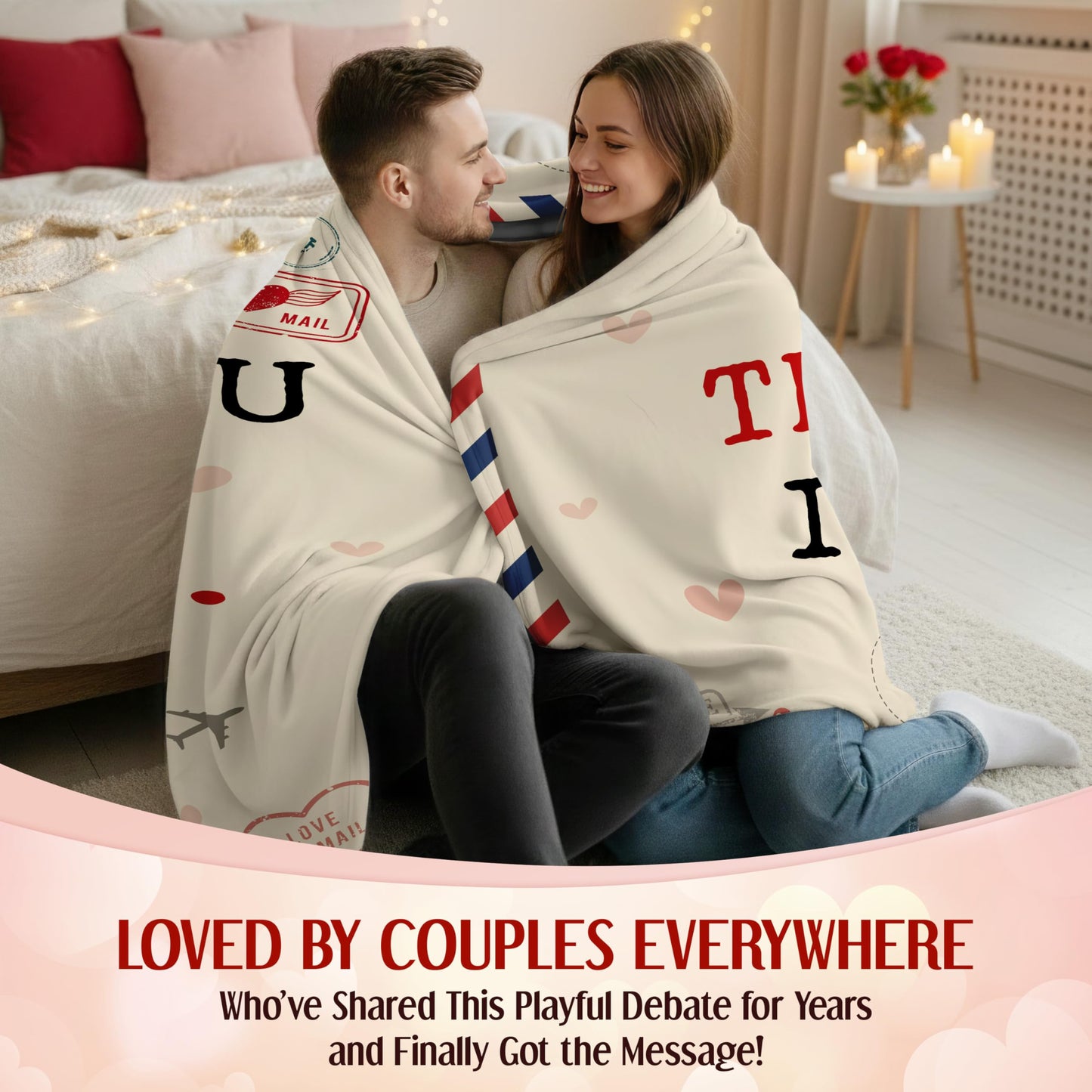 WRAPIX Anniversary Couple Gifts for Men Women - I Love You More Soft Fleece Throw Blanket 50x60 in - Mothers Day Birthday Wedding Gifts for Wife Her Girlfriend, Romantic Gift for Him Boyfriend Husband