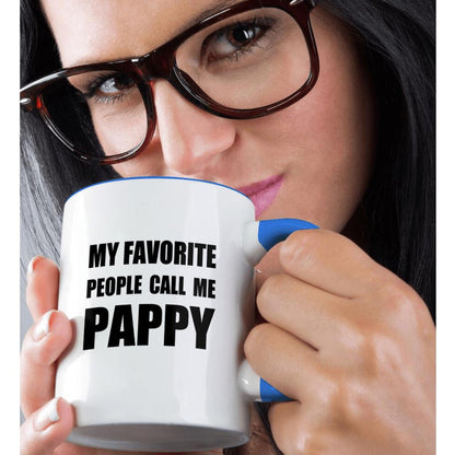 3dRose "My Favorite People Call Me Pappy - Fun Black Text Design For Grandpa" Mug, 11 oz, Black/Blue