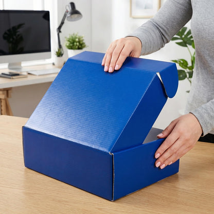 PHAREGE 12x9x4 inch Gift Shipping Boxes Bulk 6 Pack Blue, Tab Lock Tuck Top Mailing Boxes for Packaging Small Business, Medium Cardboard Mailer Boxes for Wrapping Present