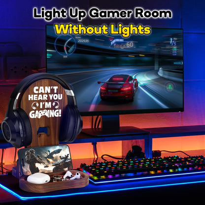 Slothoem-Gamer Gifts for Boy Girl Graduation Birthday, Gamer Room Decor for Brother, Gaming Gifts for Daddy,Boyfriend, Son, Husband, 2026 Graduation Gift, Gamer Room Accessories, Wooden Headset Stand