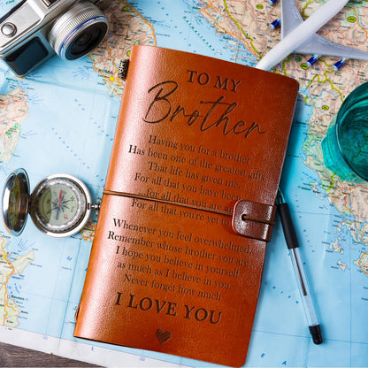 PRSTENLY Gifts for Brother Leather Journal, 140 Page Refillable Journal Notebooks Brother Gifts, Birthday Fathers Day Graduation Back to School Christmas Gift for Brothers from Sister