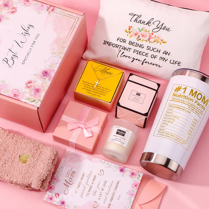 Mothers Day Gifts for Mom from Daughter Son - Unique Mom Birthday Gifts Ideas for Mother in Law, Mama, Stepmom, Best Mom Ever Gift Basket, Personalized Mothers Day Gift Box w/Tumbler