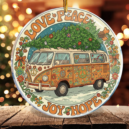 Love Peace Joy Hope 1 - Peace Hippie for Women Boho Decor Family Friend - Christmas Ornaments - Christmas Decorations - 3.6 in Acrylic - Funny Gag Gifts - Stocking Stuffers