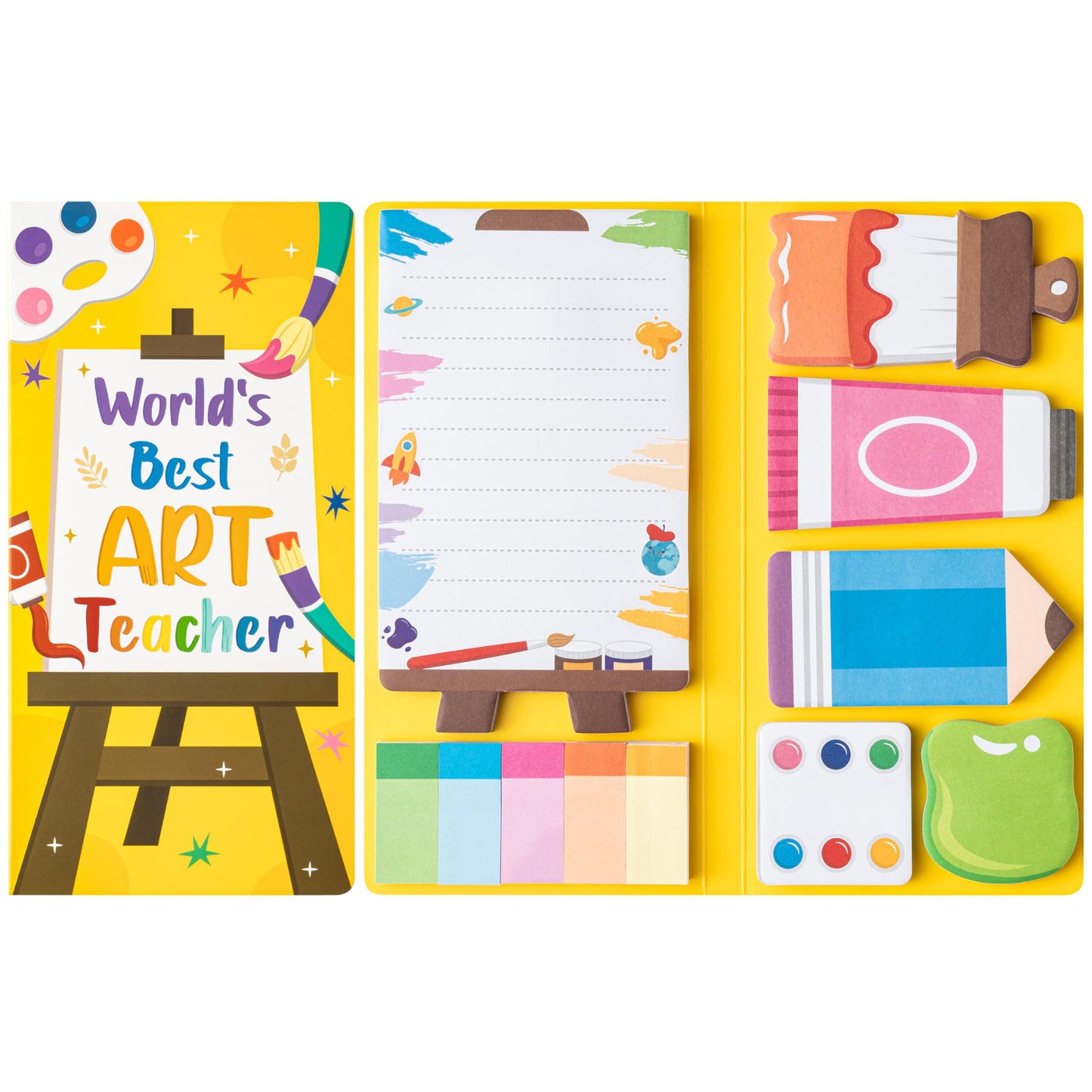 B1ykin Cute Sticky Notes Set - World’s Best Art Teacher Self-Stick Notes Pad, 550 Sheets Writing Memo Pages Sticky Notepad for Appreciation Gifts, School Office Party Supplies (Art Teacher)
