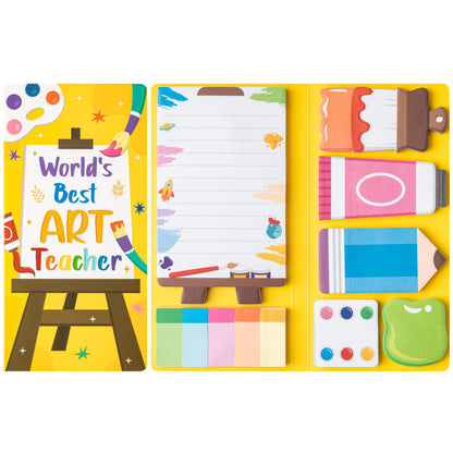 B1ykin Cute Sticky Notes Set - World’s Best Art Teacher Self-Stick Notes Pad, 550 Sheets Writing Memo Pages Sticky Notepad for Appreciation Gifts, School Office Party Supplies (Art Teacher)