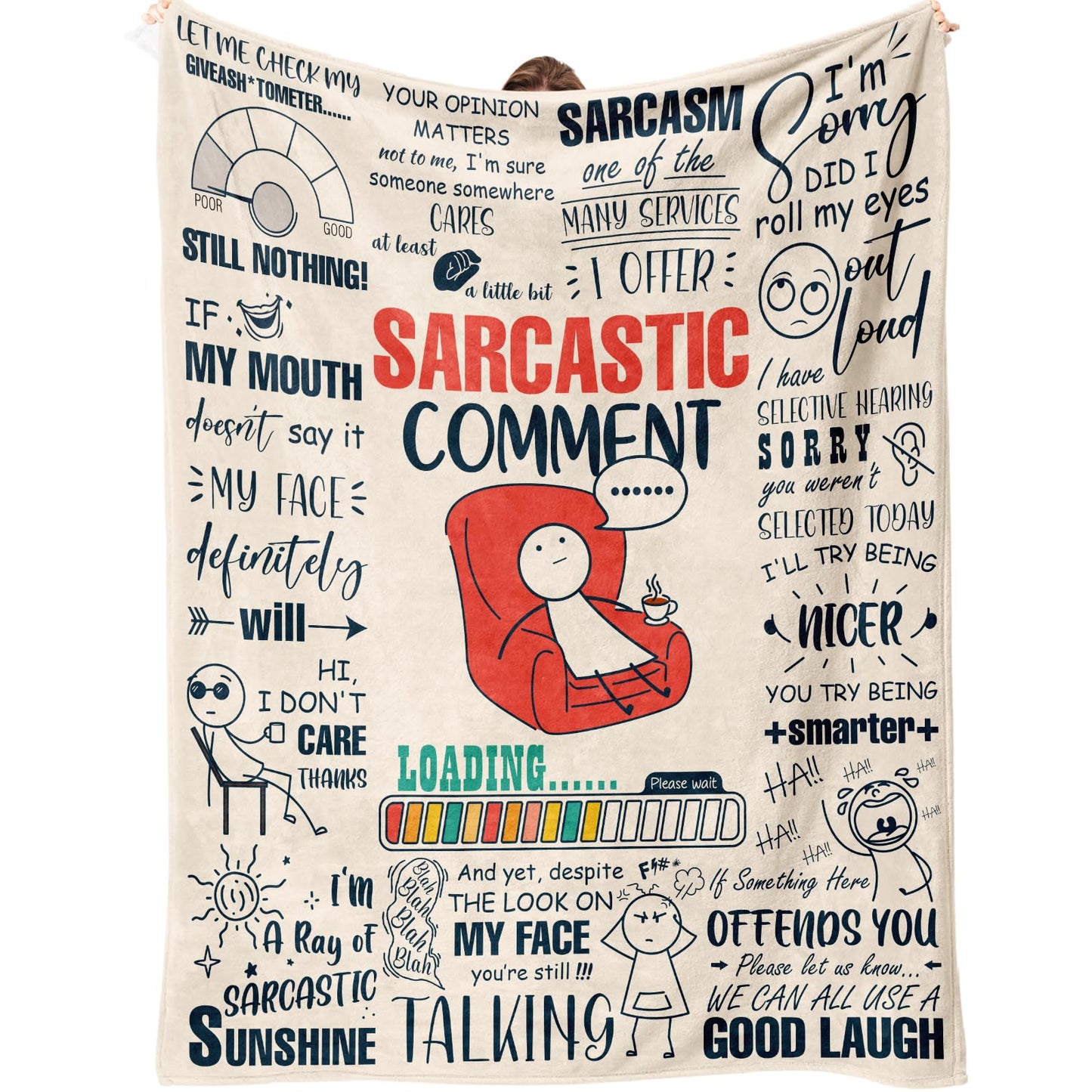 Funny Blanket, Funny Birthday Gifts for Women, White Elephant Gifts for Adults, Funny Gifts for Friends Coworker, Sarcastic Gift for Woman, Sarcastic Comment Blanket 60”x50”