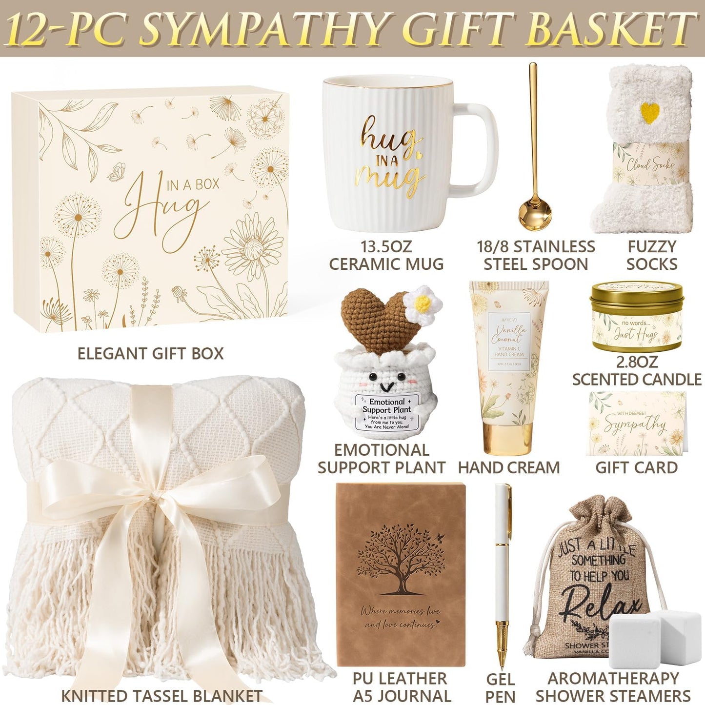 Sympathy Gifts Baskets for Loss of Loved One Mother Father Husband Mom Dad, Memorial Bereavement Grief Condolences Gift Basket for Loss, Hug In A Box Miscarriage Gifts for Mothers Women Care Package