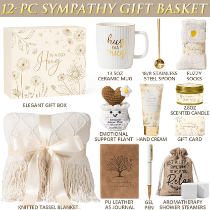 Sympathy Gifts Baskets for Loss of Loved One Mother Father Husband Mom Dad, Memorial Bereavement Grief Condolences Gift Basket for Loss, Hug In A Box Miscarriage Gifts for Mothers Women Care Package