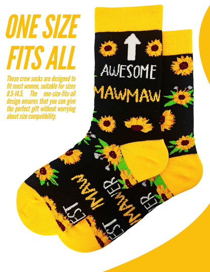 InnoBeta Mawmaw Gifts, Mothers Day Gifts for Mawmaw, One Size Crew Socks on Mother's Day, Christmas, Birthday