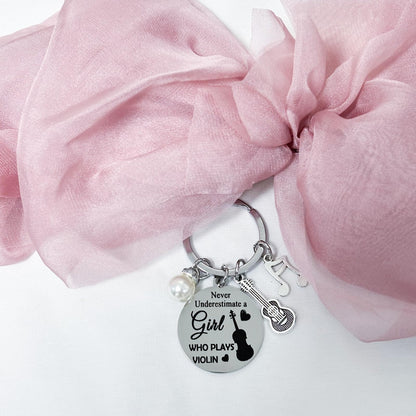 Violin Lover Gifts Violinists Keychain for Christmas Graduation Birthday Thank You Gifts for Violin Teacher Inspirational Keyring for Music Player Women Girl Students Musical Instrument Jewelry