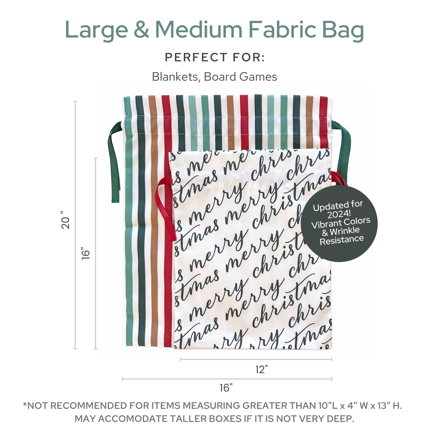 Gather & Knot Drawstring Christmas Gift Bags | 20" Large 16" Medium | Modern Farmhouse | Premium Canvas | Reusable Fabric Wrap for Holidays | Mix & Match Set