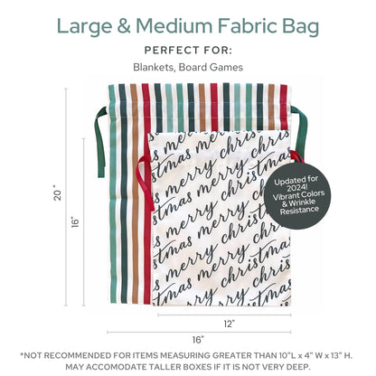 Gather & Knot Drawstring Christmas Gift Bags | 20" Large 16" Medium | Modern Farmhouse | Premium Canvas | Reusable Fabric Wrap for Holidays | Mix & Match Set