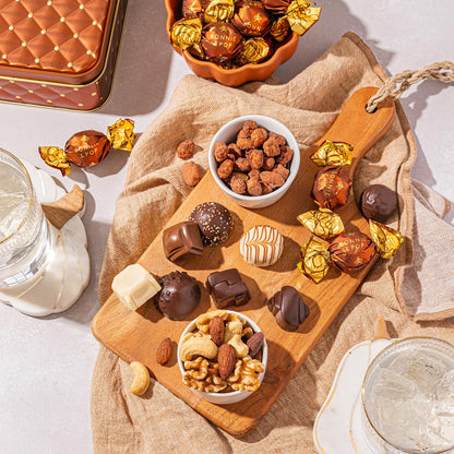 Gourmet Chocolate & Nut Gift Basket – Assorted Individually Wrapped Chocolates, Truffles, Cashews, Peanuts & Salty Nut Mix – Keepsake Gift Tin for Easter, Birthdays, Corporate, Family & Holiday Gifting- Bonnie and Pop