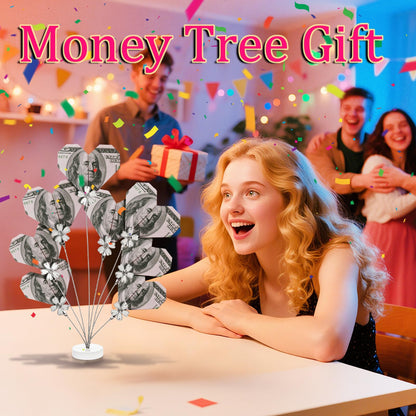 Hacaroa Photo Tree Holder with Clips, 8-Branch Gift Card Holder Christmas Money Family Tree Picture Stand for Greeting Cards, Memos, Notes, Wedding, Graduation, White Sakura