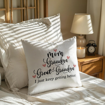 new mom Gifts,mom Grandma Great Grandma Throw Pillow Covers case 18x18,Pregnancy Announcement Gifts