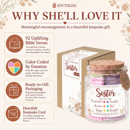 Bible Verses Jar for Sister – Graduation Day Gifts for Sister, Birthday Gifts for Sisters, Christian Gift for Women, Girls
