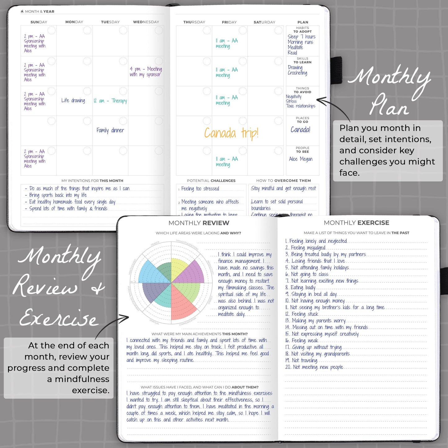 Clever Fox Addiction Recovery Journal – Addiction Treatment Planner & Workbook – Daily Sobriety Journal for Recovery Progress, A5 (Black)