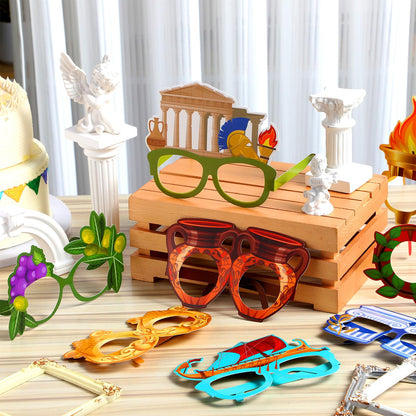 36 Pcs Greek Mythology Decor Ancient Greece Theme Eyeglasses Paper Glasses Frame Greece Photo Booth Props Greek Party Favors Toga Decorations for Greece God Birthday Party Supplies