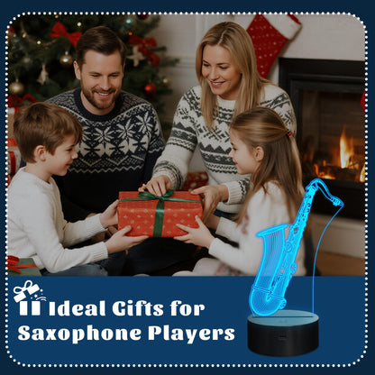 CoolGift Mart Saxophone Night Light, 3D LED Optical Illusion Lamp with 16 Colors and Remote Controller, Gifts for Saxophone Enthusiasts Music Lovers