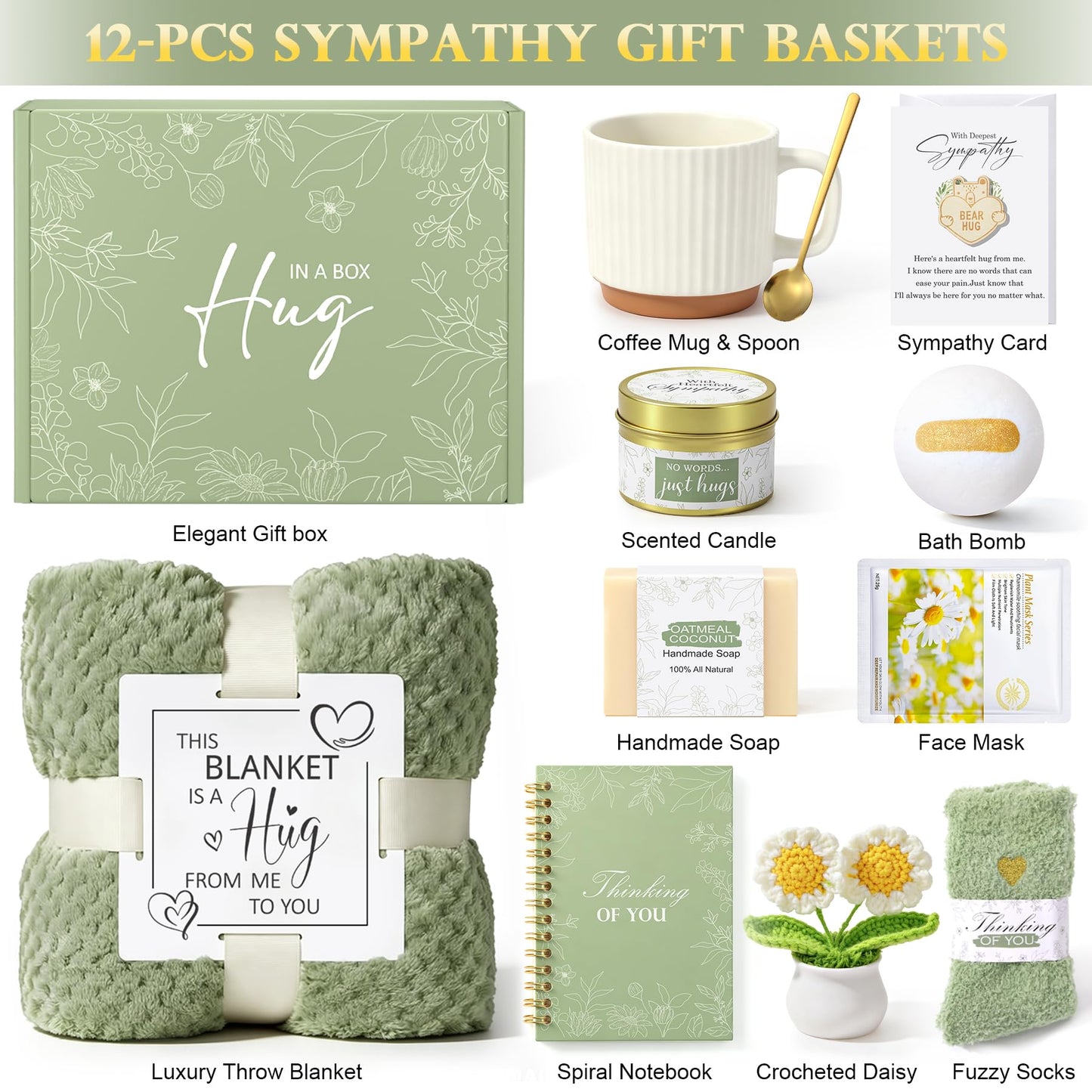 Sympathy Gift Baskets Sympathy Gifts for Loss of Loved One Mother Father Husband Mom Dad, Memorial Condolences Grief Bereavement Gifts Ideas for Loss, Miscarriage Gift Mothers Women Care Package