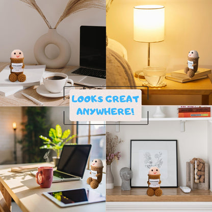 Funny Gag Gifts for Men & Women - White Elephant Gifts for Adults, Friends, Coworkers - Novelty Positive Emotional Support Crochet Doll - Random Useful Desk Stuff Decor with Unique Box