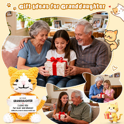 Funny Cat Mothers Day Granddaughter Gifts from Grandma Grandpa, Birthday Graduation Gifts for Granddaughter from Grandparents, Mini Cute Cool Stuff Things I Love You Present, Small Sweet Emotional Cat