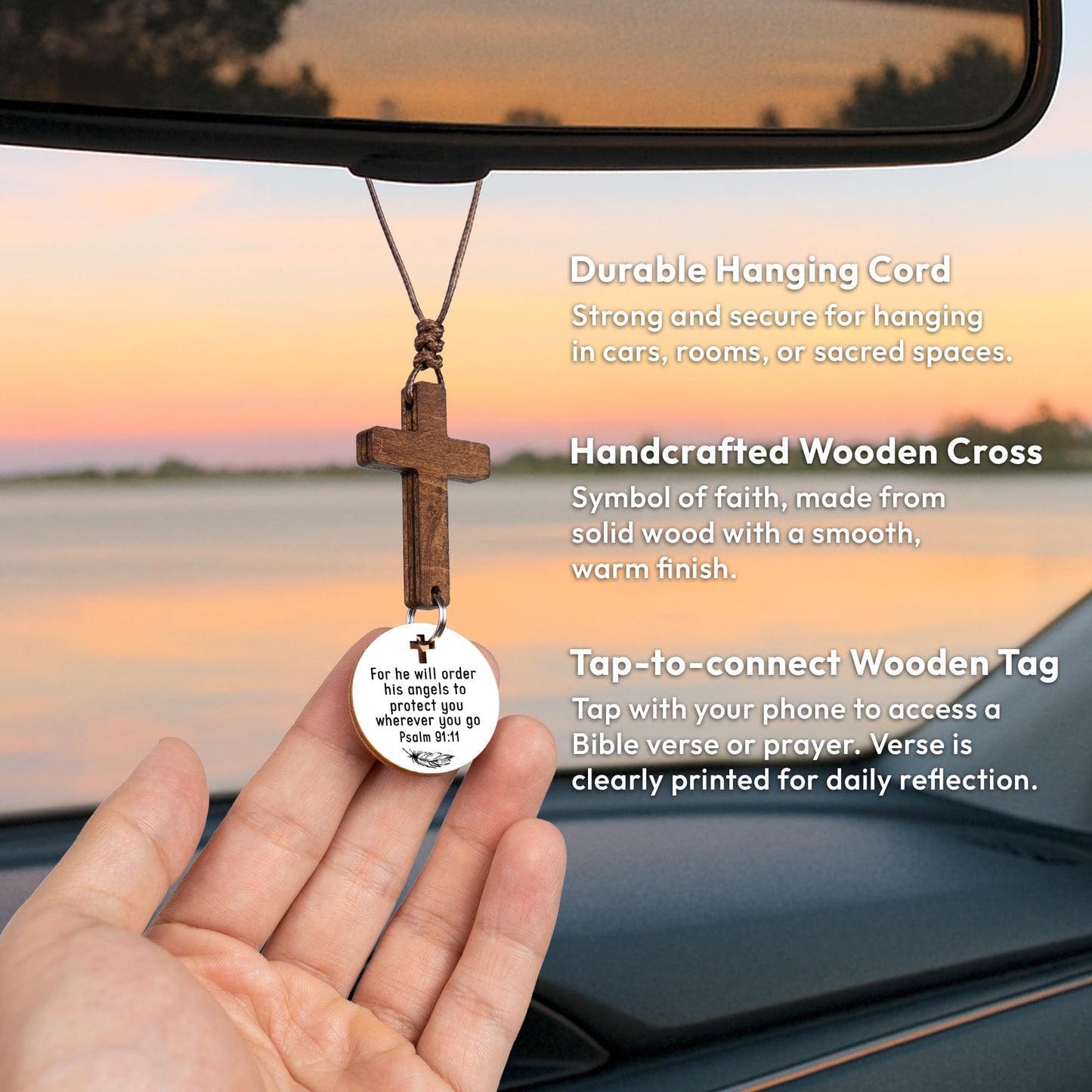 Cross for Car Mirror Hanging, Christian Gifts for Men, Daily Bible Verse Car Cross Hanging Accessories, Christian Car Accessories, Jesus Religious Gifts, for Dad, Father, Men, Husband