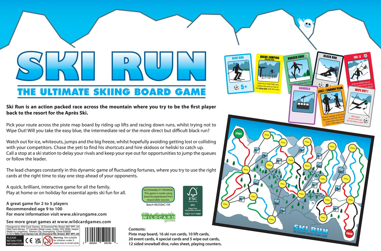 Wild Card Games SKI Run - The Ultimate Skiing Family Board Game for Both Kids, Teens and Adults. Top Apres Ski Gift-Present
