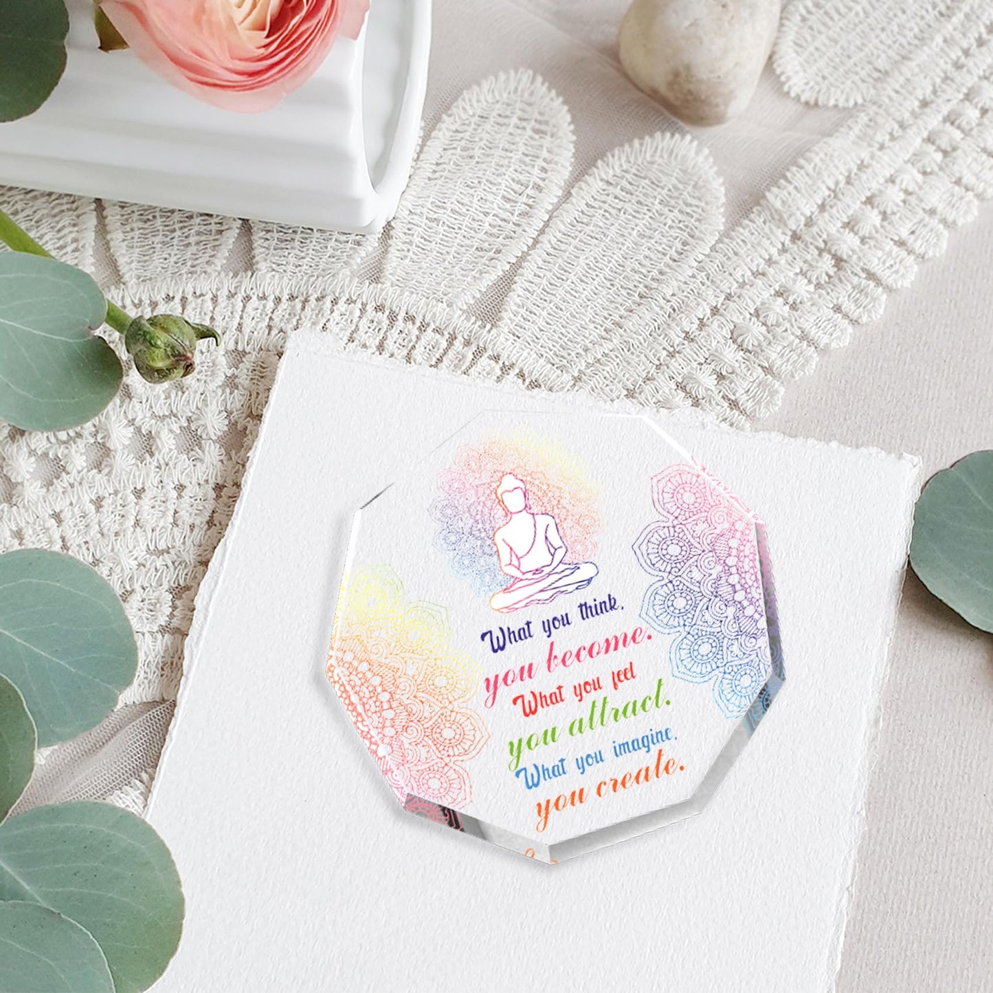Buddhist Zen Gifts for Women Men Spiritual Meditation Gifts for Women Buddha Acrylic Sign Plaque Yoga Room Meditation Room Decor Sign Zen Den Buddhist Decor Gift for Yoga Lovers Instructor