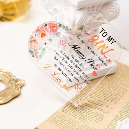 Gifts for Girlfriend Women, Anniversary Birthday Mother's Day for Girlfriend, Heart Shaped Acrylic Block for Her Wife, Romantic I Love You Gifts for Women Daughter