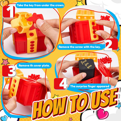 3.74 Inch Gotcha Box Prank with Surprise Finger, Annoying Gift Box with Finger,3D Printed Prank Gift Box with Screws & Pop Up Finger, La Puta Caja Broma Birthday Gifts for Friends Her/Him