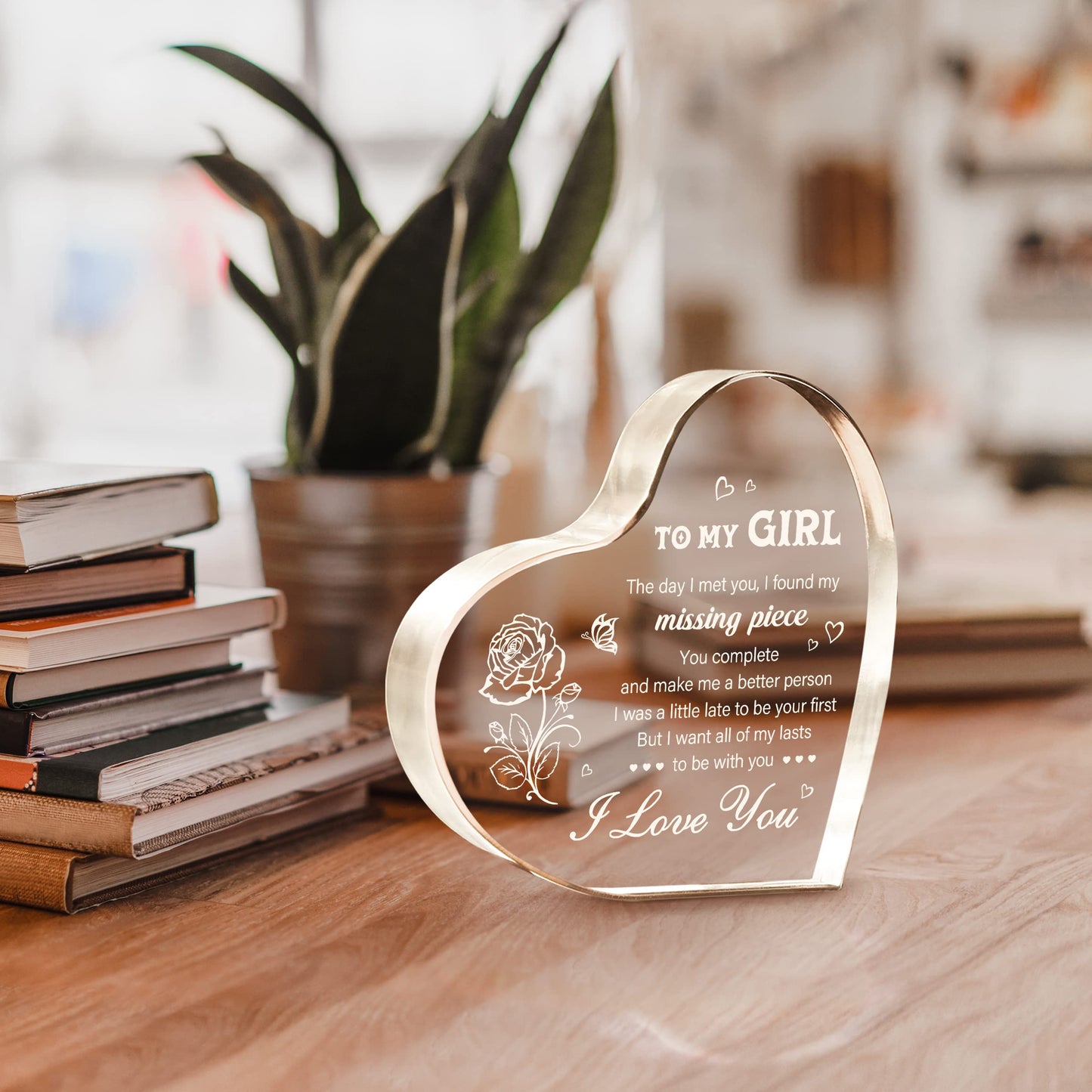 Gifts for Girlfriend, Girlfriend Birthday Keepseek, To My Girl Heart Shaped Acrylic Block, Birthday Anniversary Valentines Day Gifts for Her Wife GF