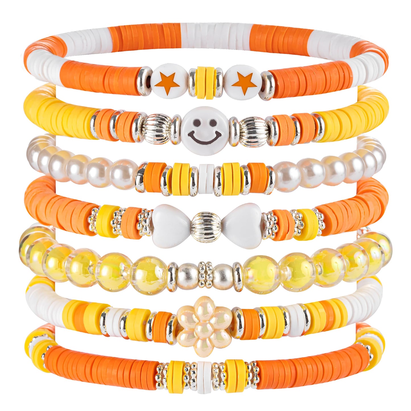 Besydec Jewelry,Heishi Surfer Bracelet Set,Preppy Stuff,Charm Beaded Bracelets,Aesthetic Gifts for Women