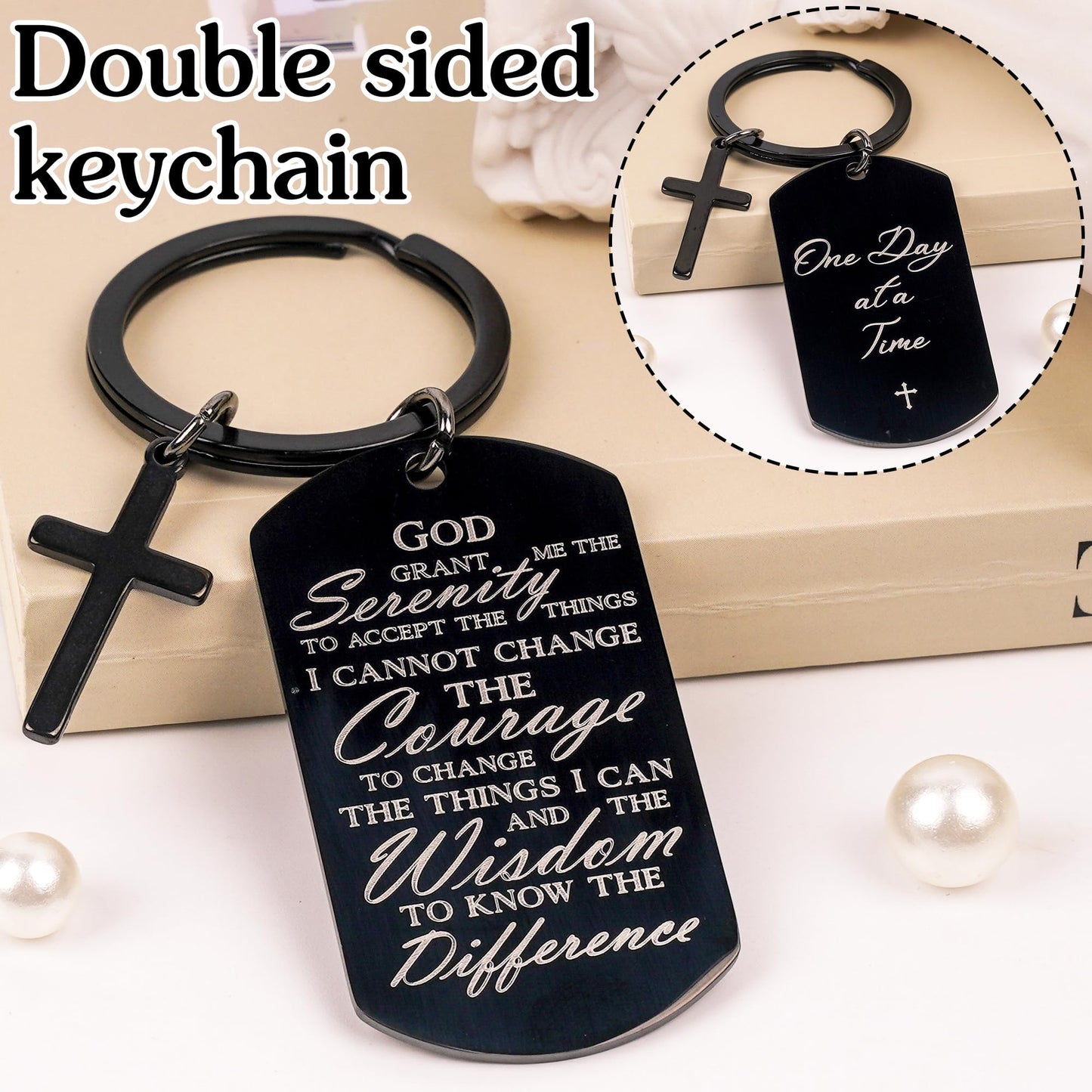 Serenity Prayer Gifts for Women Men - 1 Year Sober Bible Verse Keychain, Inspirational Sobriety Christian AA Recovery Gift