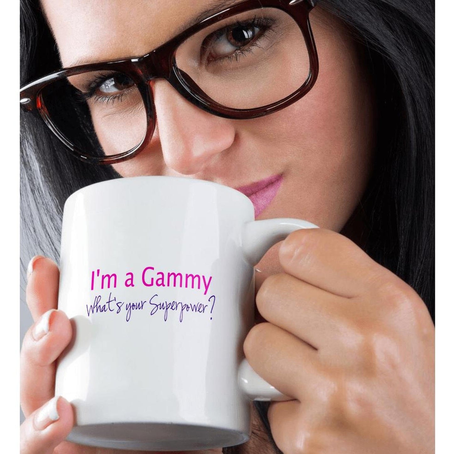 3dRose mug_193730_1 Im a Gammy Whats Your Superpower Hot Pink Funny Gift for Grandma Ceramic Mug, 11-Ounce