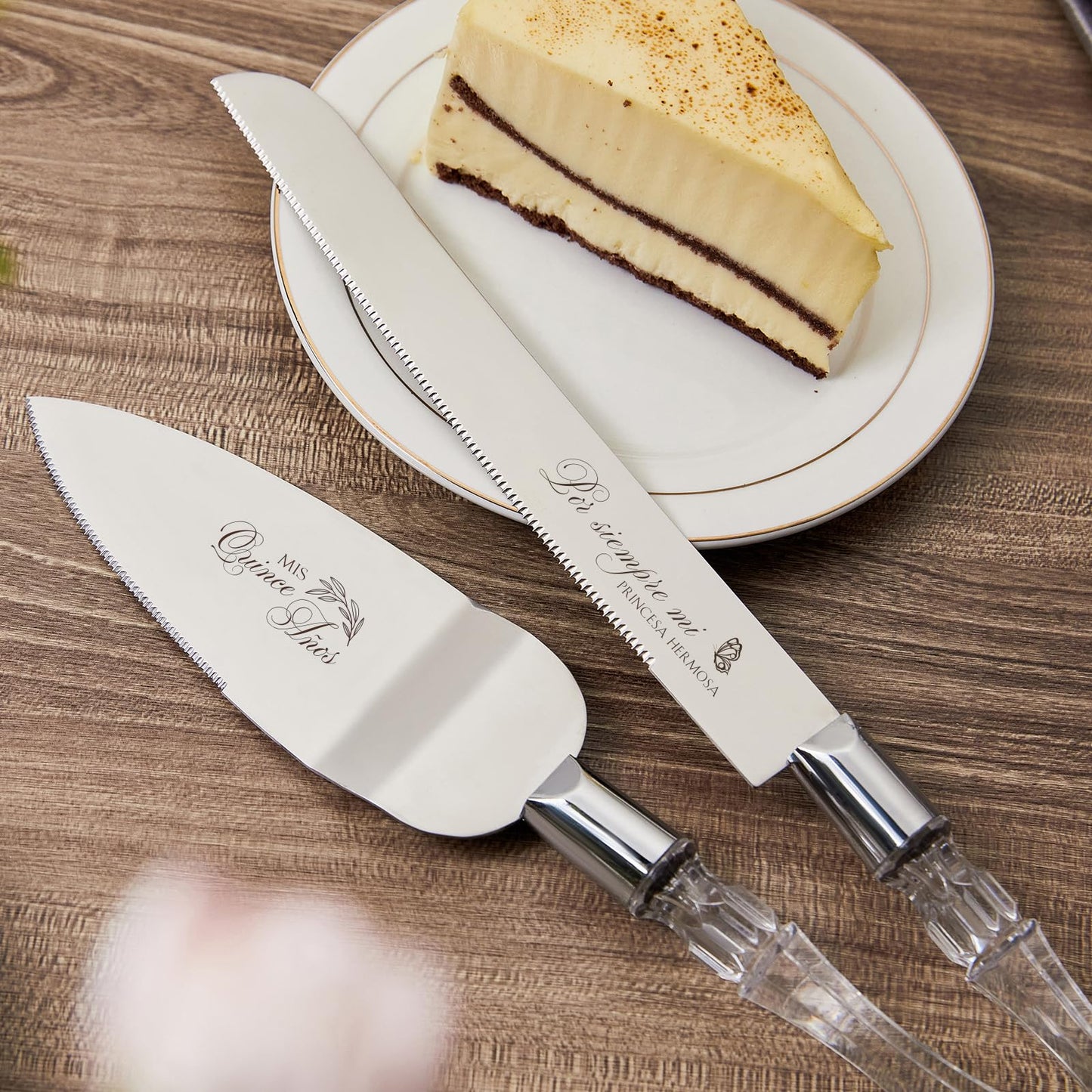 AW BRIDAL Quinceanera Cake Knife and Server Set, Mis Quince Anos Pala y Cuchillo para Pastel, 15th Birthday Party Decorations and Keepsake Gifts for Quinceañera Girl
