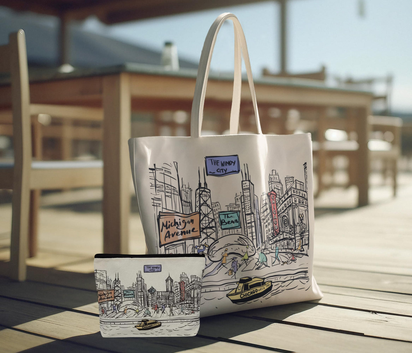 Cities Around the World Artwork Tote Bag Series- Designed in the USA, 17"x14", Double Sided Print, Souvenir & Gift
