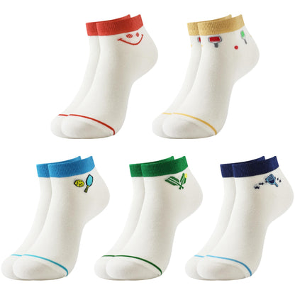 Moyel Pickleball Gifts for Women 5 Pairs Funny Cute Pickleball Ankle Socks Size 5-8 Novelty Crazy Womens Socks Accessories