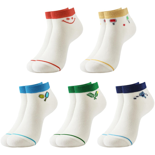 Moyel Pickleball Gifts for Women 5 Pairs Funny Cute Pickleball Ankle Socks Size 5-8 Novelty Crazy Womens Socks Accessories
