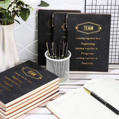 12 Sets Team Appreciation Gifts for Employee Bulk A5 Leather Notebook Canvas Tote Bags Keychain Ballpoint Pens Thank You Appreciation Gifts for Coworkers Staff Teacher Nurse(Classic Color)