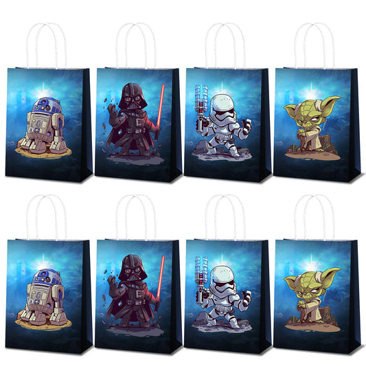BILITOK The Inspired Party Favor Bags - 16 Pack Galactic Adventure Gift Bags for Birthday Decorations & Supplies (Black)