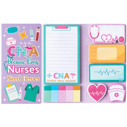 B1ykin Cute Sticky Notes Set - Because Even Nurses Need Heroes Self-Stick Notes Pad, 550 Sheets Writing Memo Pages Sticky Notepad for Teacher Appreciation Gift, School Office Party Supplies (CNA)