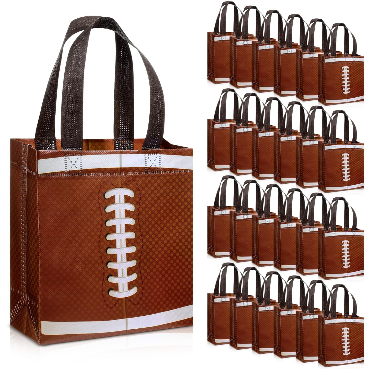 Huhumy 24 Pcs Football Party Favor Bags Treat Goodie Snack Gift Bags with Handles for Sports Team Gift Birthday Party Supplies