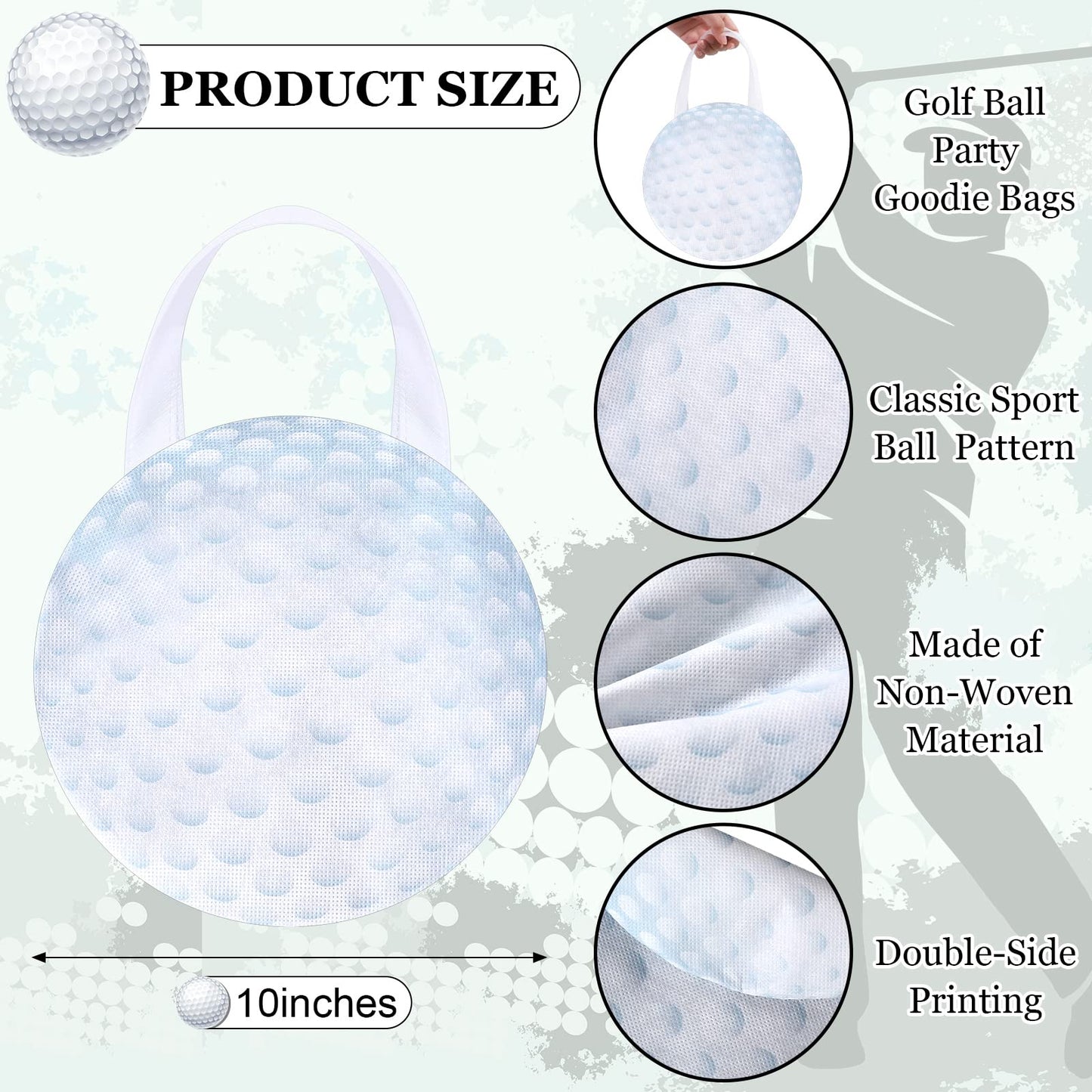 Shihanee 24 Pcs Golf Party Favor Bags Ball Themed Gift Bag Golf Treat Bag Non Woven Goodie Candy Handbag for Sport Game Party Favor