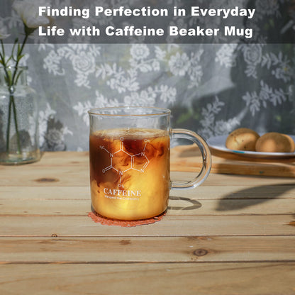 Caffeine Beaker Mug, Caffeine Molecule Mug - Chemistry Mug 16 oz Borosilicate Glass Coffee Mugs with Handle and Measuring for Coffee, Latte, Tea or Hot and Cold Beverage - Tea Coffee Mug