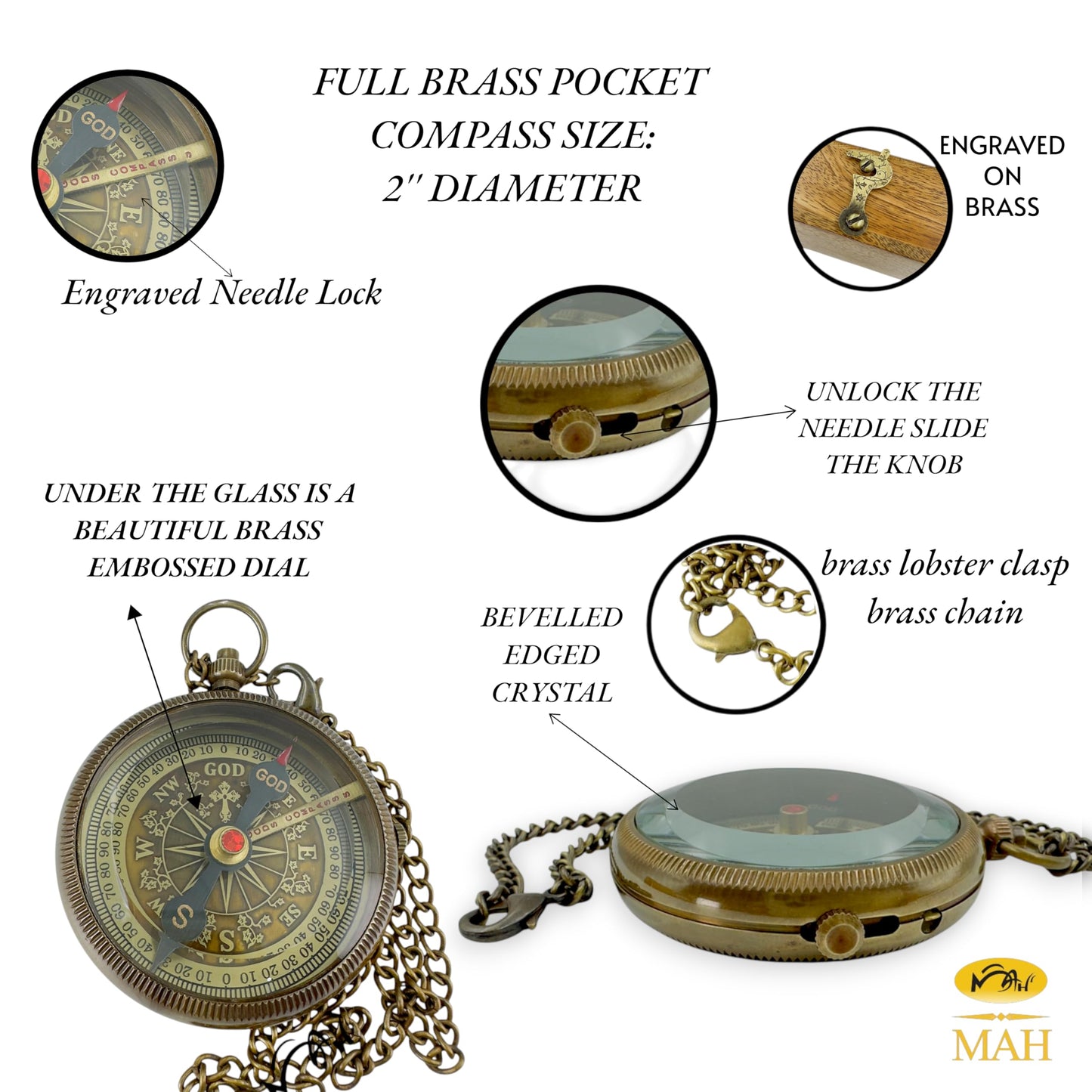 Handmade Religious Brass Compass Gift with Engraved & Embossed Faith Messages – Inspirational Christian Religious Gift Keepsake for Baptism, Confirmation, Christening, First Communion or Christmas