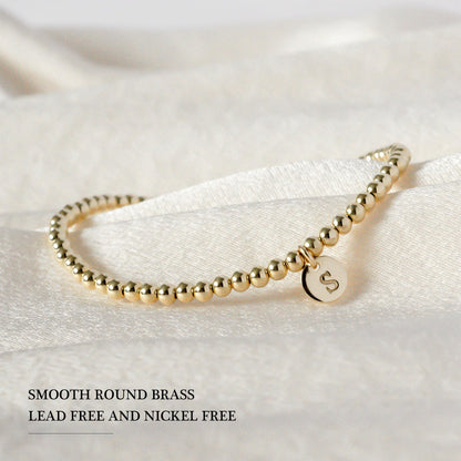 Turandoss Initial Bracelets for Women - Dainty 14K Gold Plated Letter A-Z Charm Disc Bracelet for Women Trendy Jewelry Gifts