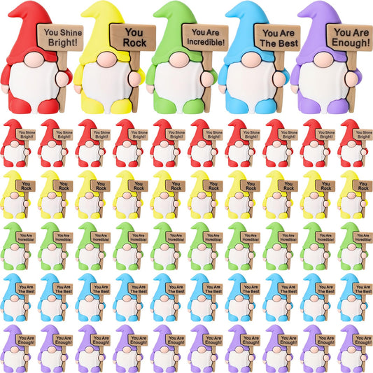 Bucherry Mini Positive Gnomes Figures Miniature Tiny Gnomes Figures Small Figurines to Hide Seek for Christmas Employee Gift Easter Stuffers Office Desk Party Favor Baby Shower Decor(50pcs,Classic)