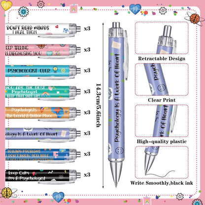 AmazingSpark 24 Sets Psychologist Gifts Include Ballpoint Pens and Sticky Notes for School Psychologist Mental Health Therapist Counselors Psychology Student Birthday Gift